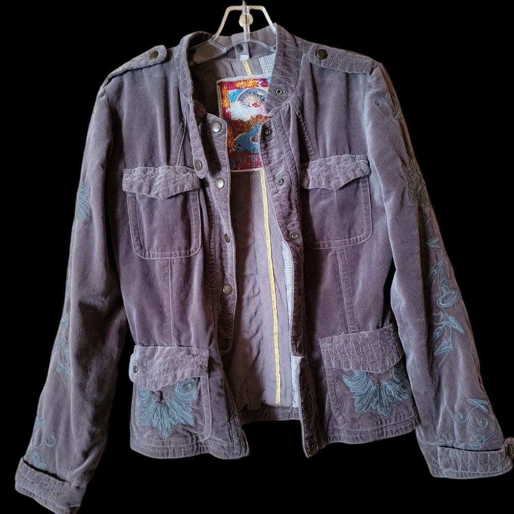 Johnny Was Velvet Embroidered Jacket